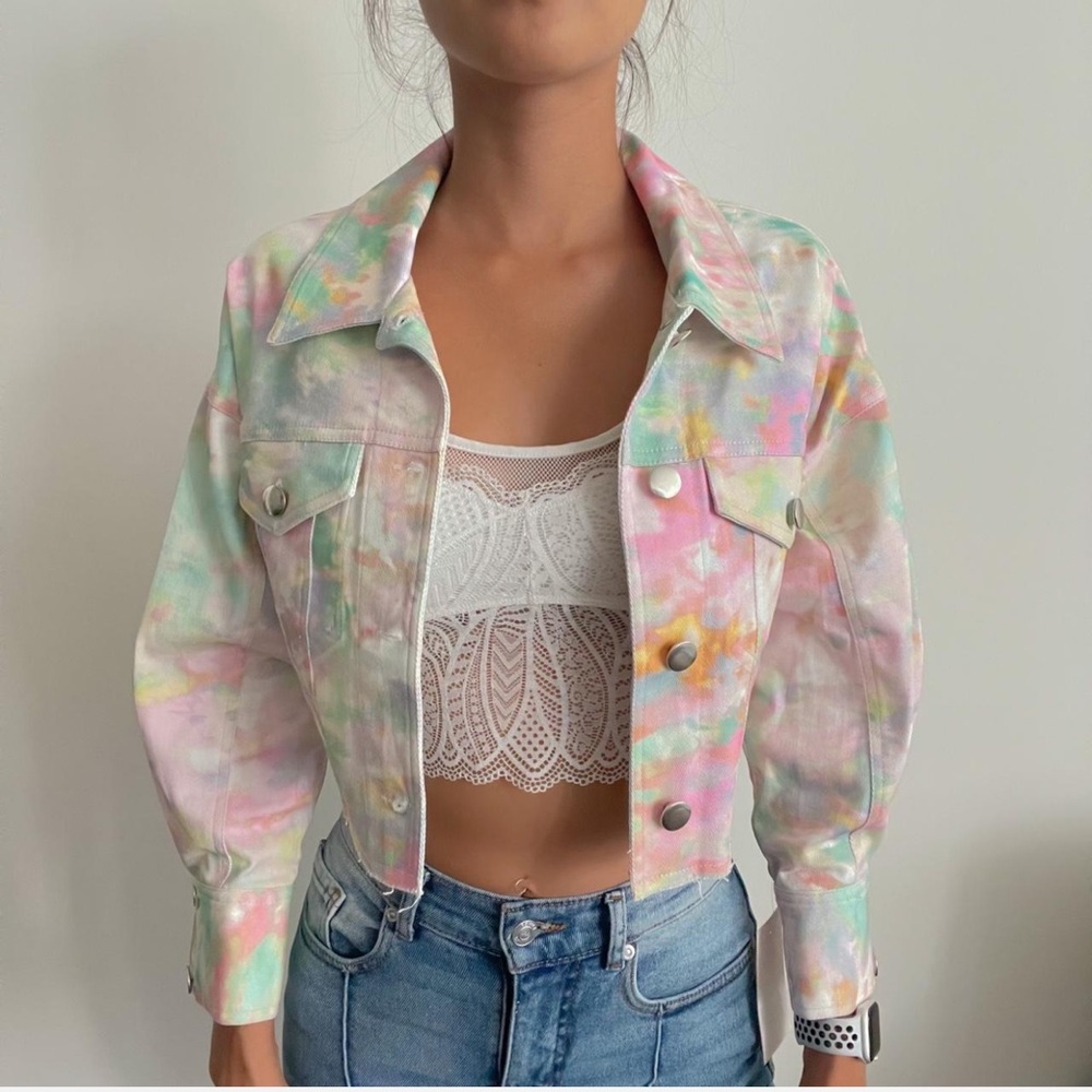 For Love and Lemons Tie Dye crop jacket.